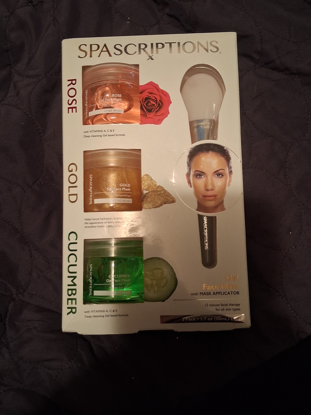 SpaScriptions Rose, Gold & Cucumber Women’s Gel Face Mask Set (Green)